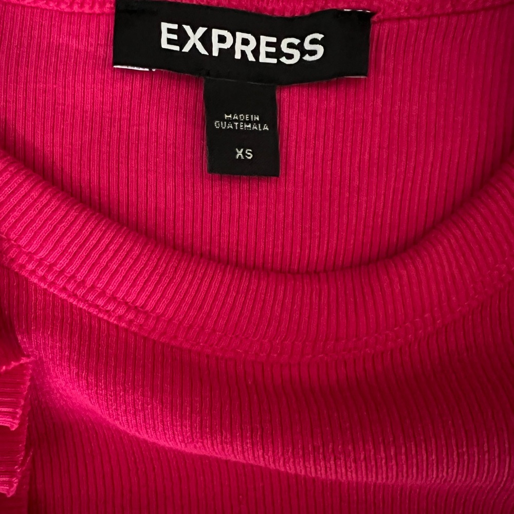 Express Fuchsia Ruffled Sleeve Tee - Picture 2 of 2